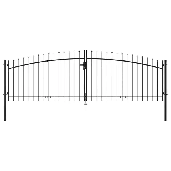 Gossi poarta de gard cu usi duble, cu varfuri de sulita, 400 x 150 cm
