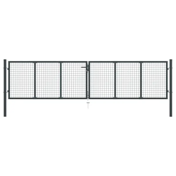 Gossi poarta de gradina din plasa, gri, 400 x 150 cm, otel galvanizat