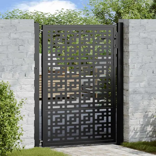 Gossi poarta de gradina neagra 105x130 cm design in cruce de otel