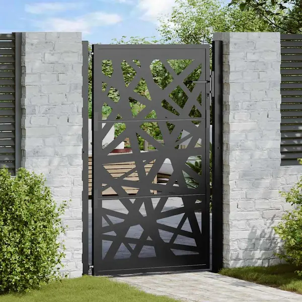 Gossi poarta de gradina neagra 105x155 cm design cu lumina din otel