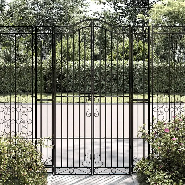 Gossi poarta de gradina, negru, 121x8x180 cm, fier forjat