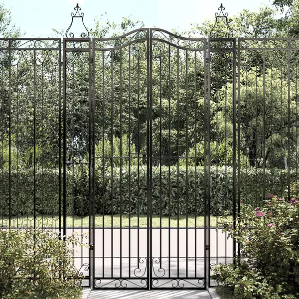 Gossi poarta de gradina, negru, 121x8x200 cm, fier forjat