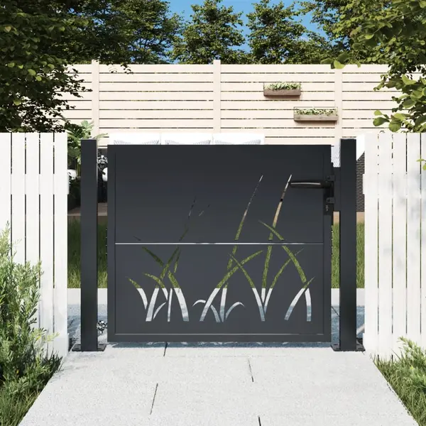 Gossi poarta pentru gradina, antracit, 105x105 cm, otel, model iarba