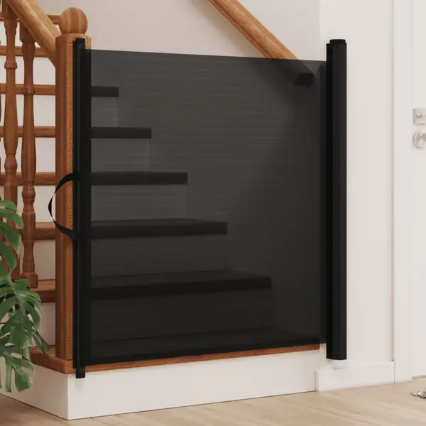 Gossi poarta retractabila animale de companie, negru, 117,5x125 cm