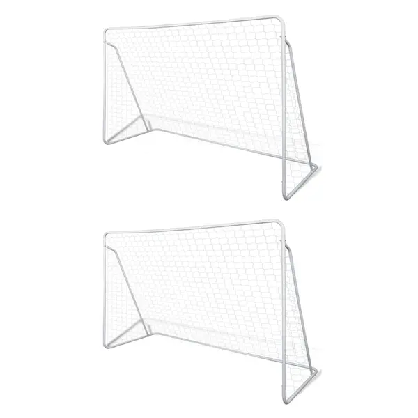 Gossi porti de fotbal cu plasa, 2 buc, 240 x 90 x 150 cm, otel