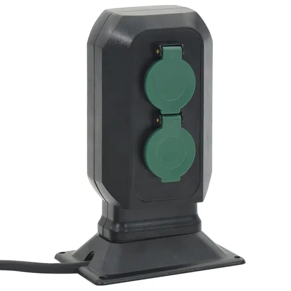 Gossi priza de exterior cu tarus si 2 cai, negru/verde, 15,5x11x24 cm