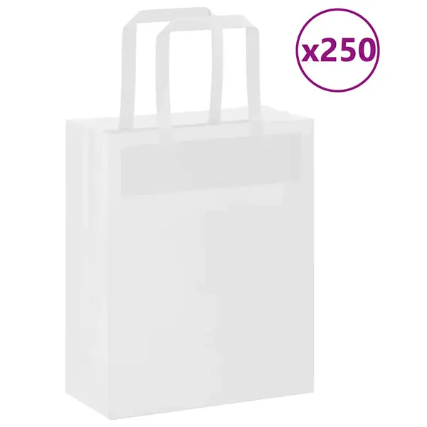 Gossi pungi de hartie 250 buc cu manere albe 18x8x22 cm