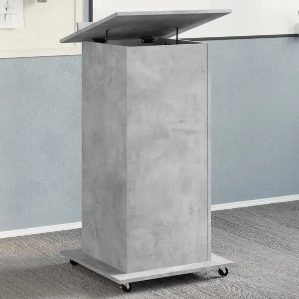 Gossi pupitru cu roti si sertar beton gri 55x55x107 cm lemn prelucrat