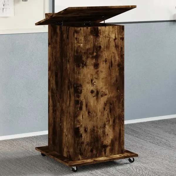 Gossi pupitru roti/sertar stejar fumuriu 55x55x107 cm lemn prelucrat