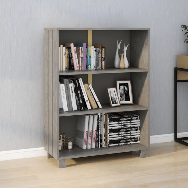 Gossi raft carti „hamar” gri deschis 85x35x112 cm, lemn masiv de pin