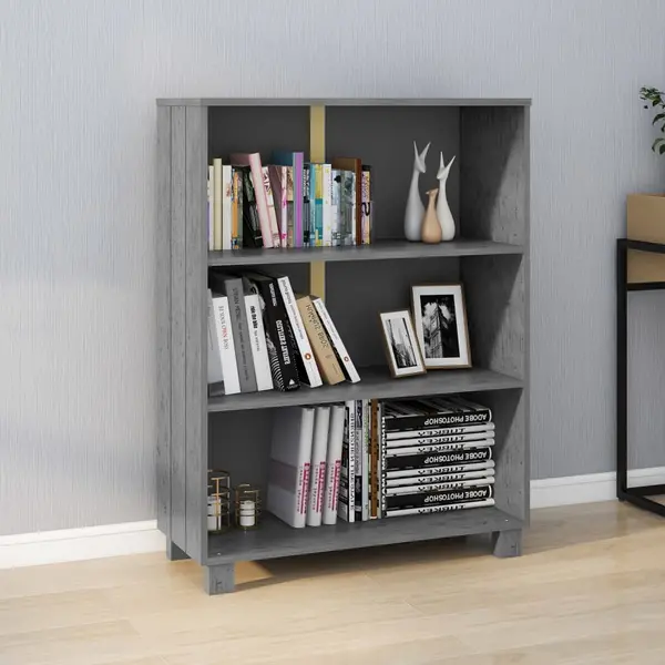 Gossi raft carti „hamar” gri inchis 85x35x112 cm, lemn masiv de pin