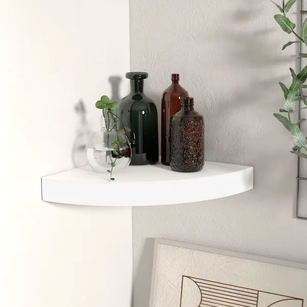 Gossi raft coltar de perete, alb, 25 x 25 x 3,8 cm, mdf