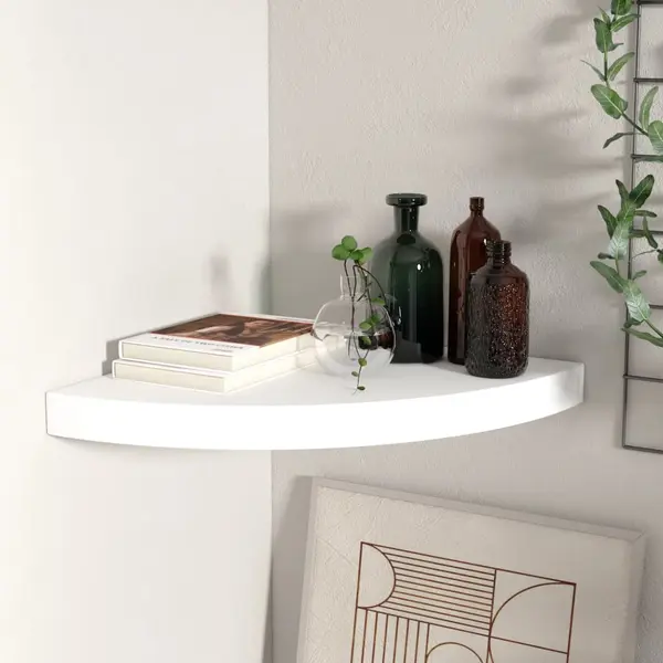 Gossi raft coltar de perete, alb, 35 x 35 x 3,8 cm, mdf