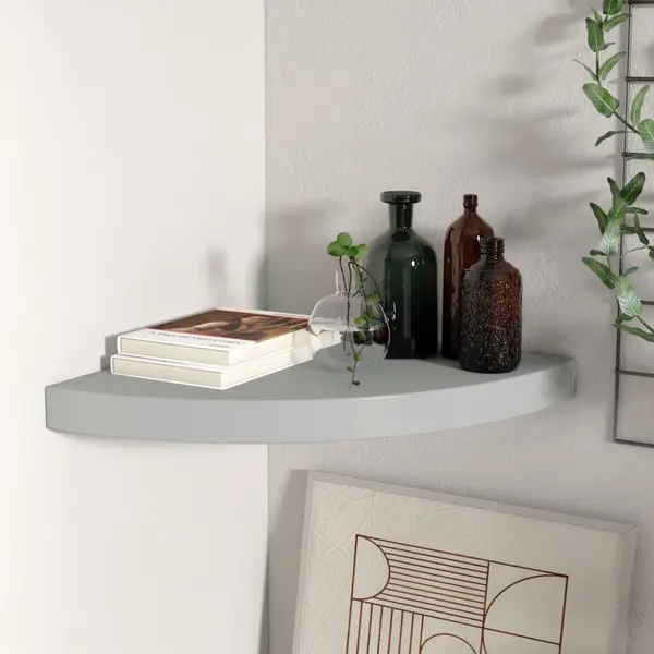 Gossi raft coltar de perete, gri, 35 x 35 x 3,8 cm, mdf