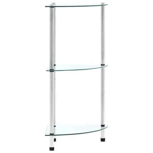 Gossi raft cu 3 niveluri, transparent, 30x30x67 cm, sticla securizata
