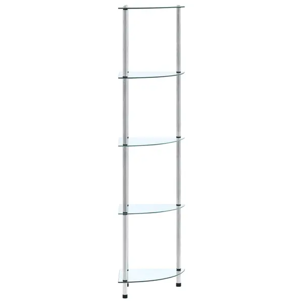 Gossi raft cu 5 niveluri transparent, 30x30x130 cm, sticla securizata