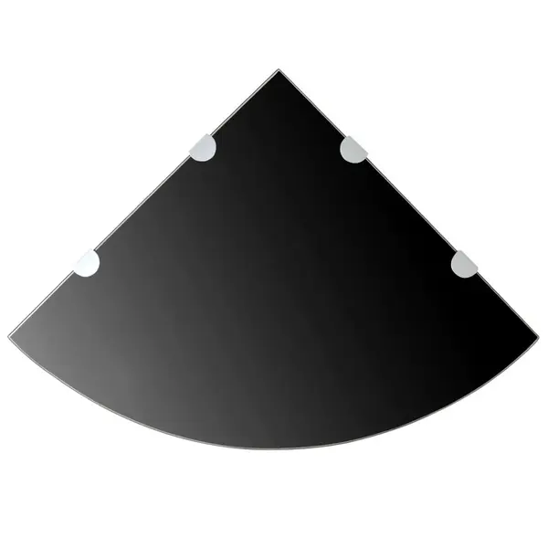 Gossi raft de colt cu suporti de crom, sticla, 45 x 45 cm, negru