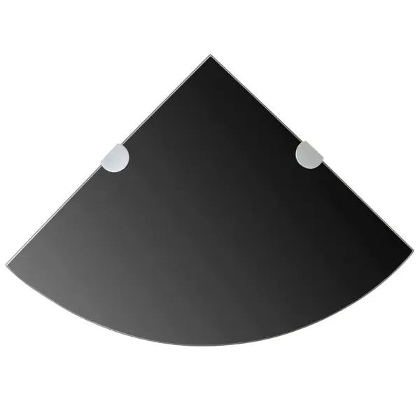 Gossi raft de colt din sticla cu suporti de crom, negru 25 x 25 cm
