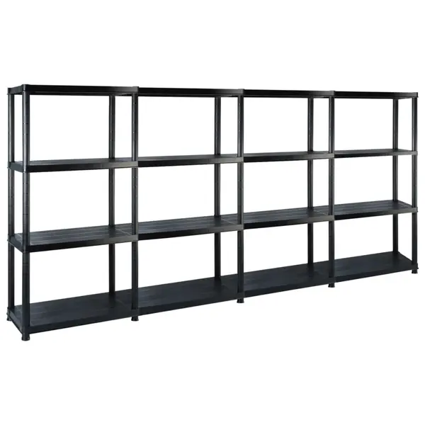 Gossi raft de depozitare cu 4 polite, negru, 244x30,5x130 cm, plastic