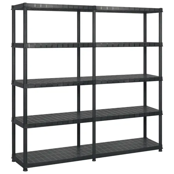 Gossi raft de depozitare cu 5 polite, negru, 183x45,7x185 cm, plastic