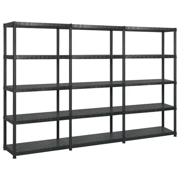 Gossi raft de depozitare cu 5 polite, negru, 255x40x185 cm, plastic