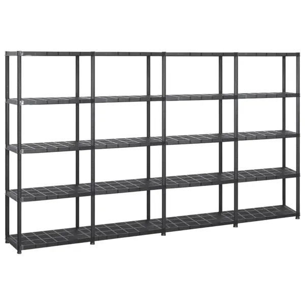 Gossi raft de depozitare cu 5 polite, negru, 284x38x170 cm, plastic