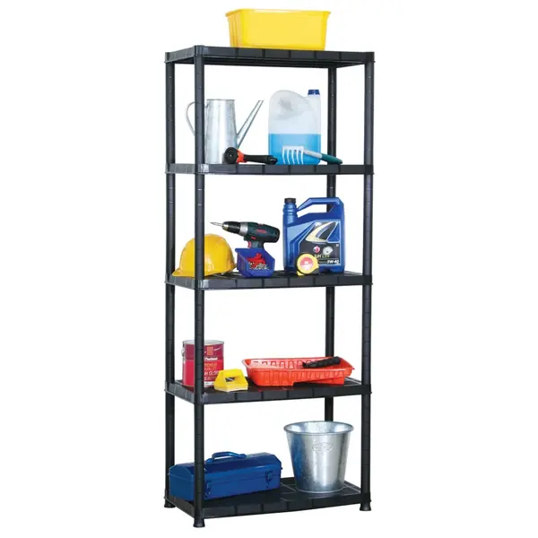 Gossi raft de depozitare cu 5 polite, negru, 71x38x170 cm, plastic