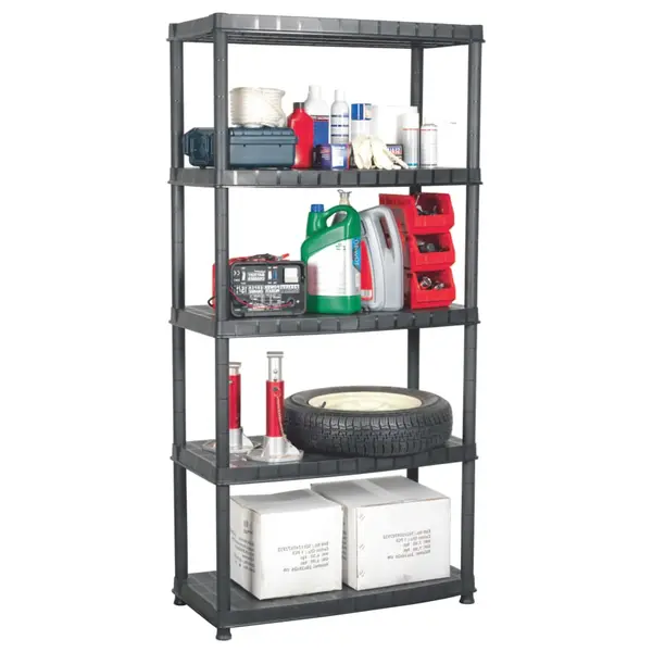 Gossi raft de depozitare cu 5 polite, negru, 85x40x185 cm, plastic