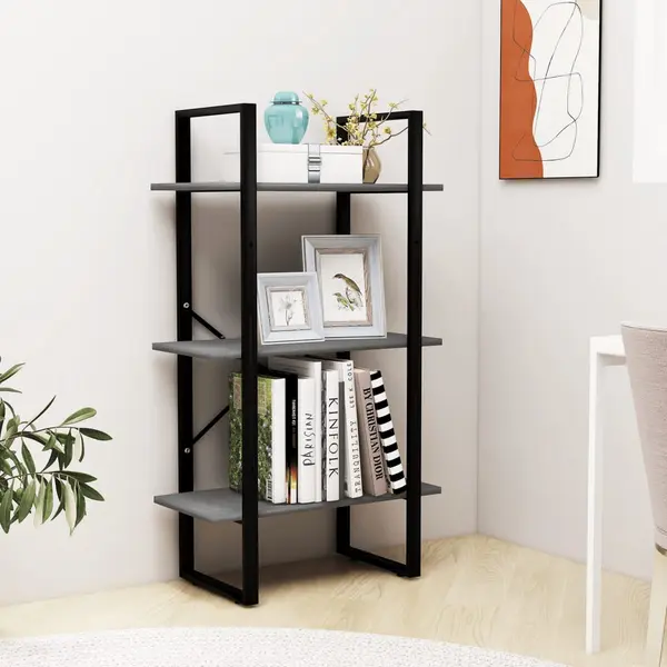Gossi raft de depozitare, gri, 60x30x105 cm, lemn masiv de pin