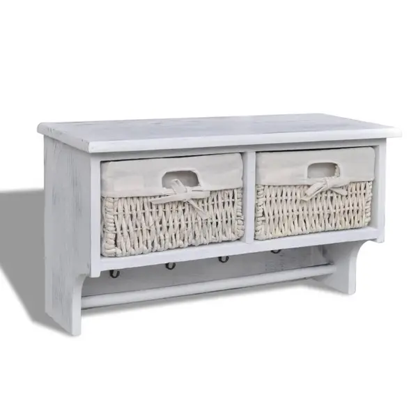 Gossi raft de perete, alb, 60 x 23,5 x 33 cm, lemn de paulownia