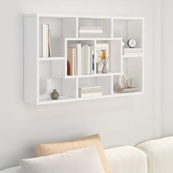 Gossi raft de perete, alb, 85x16x52,5 cm, lemn prelucrat