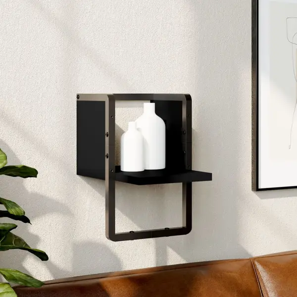 Gossi raft de perete cu bare, negru, 20x25x30 cm