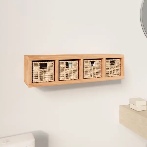 Gossi raft de perete cu cosuri, 62x18x16 cm, lemn masiv de nuc