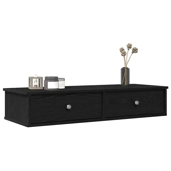 Gossi raft de perete cu sertare negru 100x37,5x19 cm lemn prelucrat