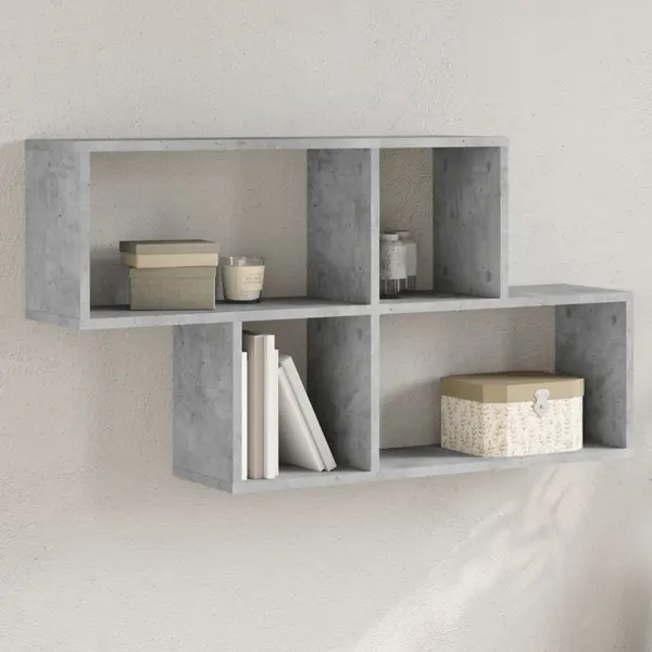 Gossi raft de perete, gri beton, 100x20x53 cm , lemn prelucrat