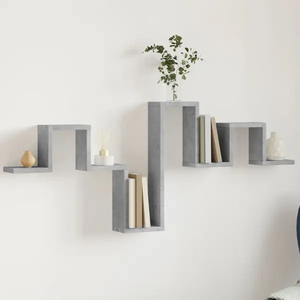 Gossi raft de perete, gri beton, 104,5x10x43 cm , lemn prelucrat