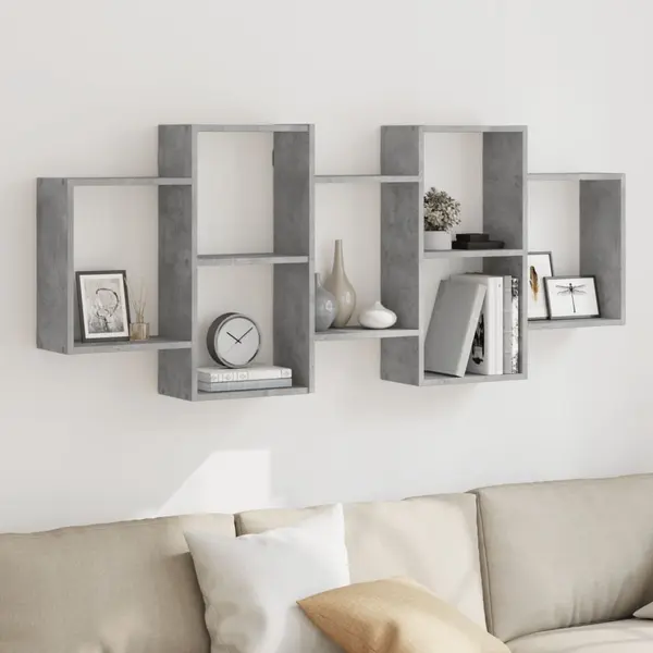 Gossi raft de perete, gri beton, 159x18x65 cm, lemn prelucrat
