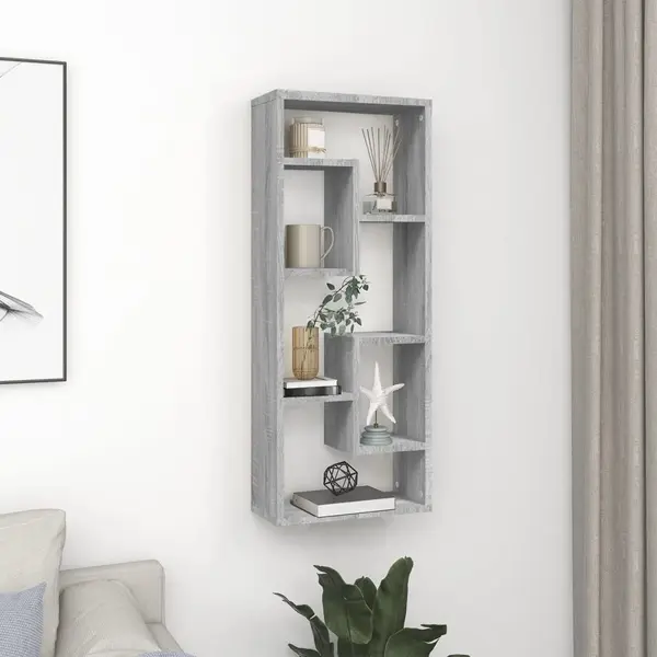 Gossi raft de perete, sonoma gri, 36x16x90 cm, lemn compozit