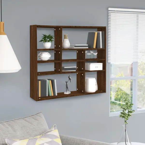 Gossi raft de perete, stejar maro, 90x16x78 cm, lemn compozit
