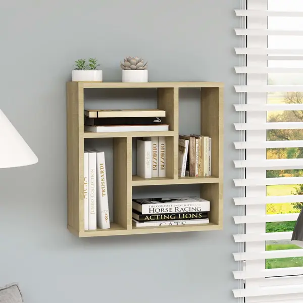 Gossi raft de perete, stejar sonoma, 45,1x16x45,1 cm, lemn prelucrat