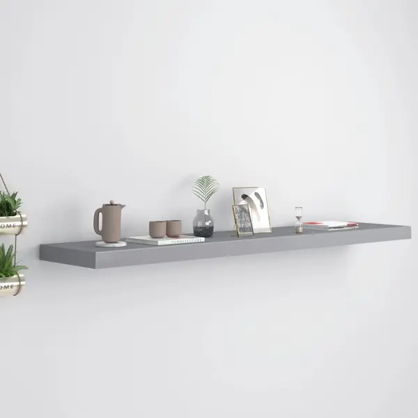 Gossi raft de perete suspendat, gri, 120x23,5x3,8 cm, mdf