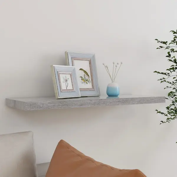 Gossi raft de perete suspendat, gri beton, 80x23,5x3,8 cm, mdf