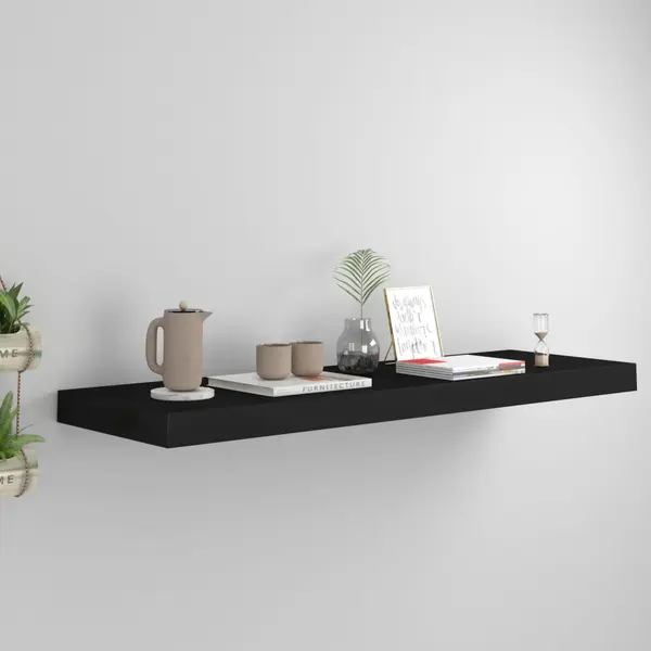 Gossi raft de perete suspendat, negru, 80x23,5x3,8 cm, mdf