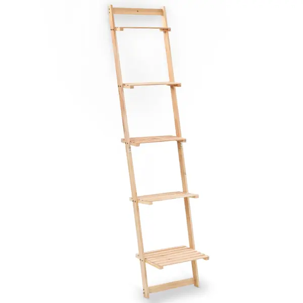 Gossi raft de perete tip scara, lemn de cedru, 41,5 x 30 x 176 cm