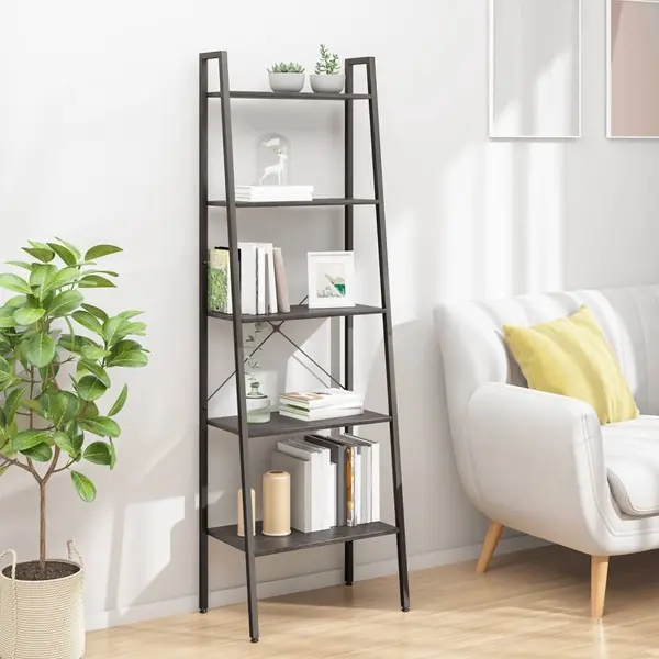 Gossi raft de sine statator cu 5 niveluri, negru, 56x35x174 cm