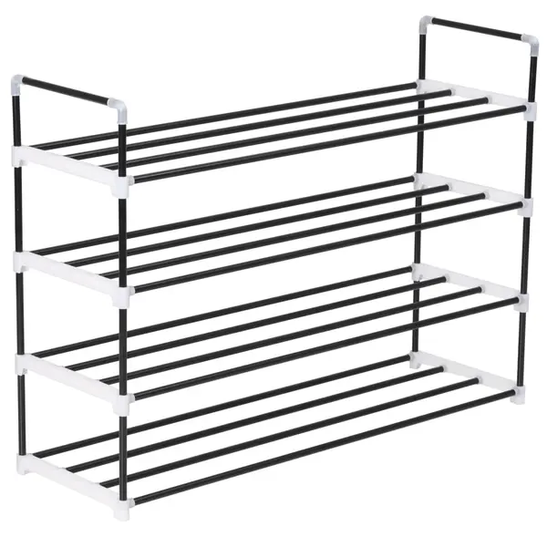 Gossi raft incaltaminte cu 4 etajere din metal si plastic, negru
