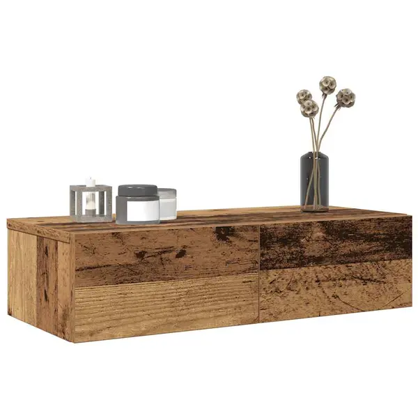 Gossi raft perete cu sertare lemn vechi 60x26,5x15 cm lemn prelucrat