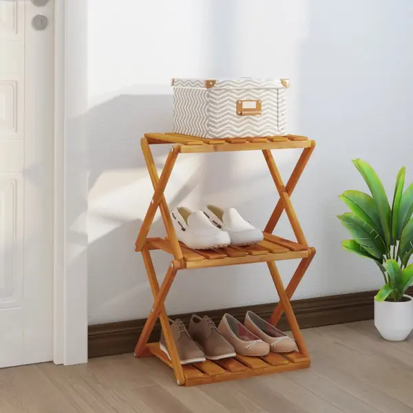 Gossi raft pliabil cu 3 niveluri, maro, 43x31x63 cm lemn masiv acacia