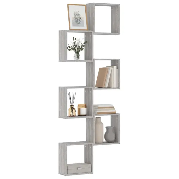 Gossi rafturi cub de perete 6 buc gri sonoma 30x15x30 cm