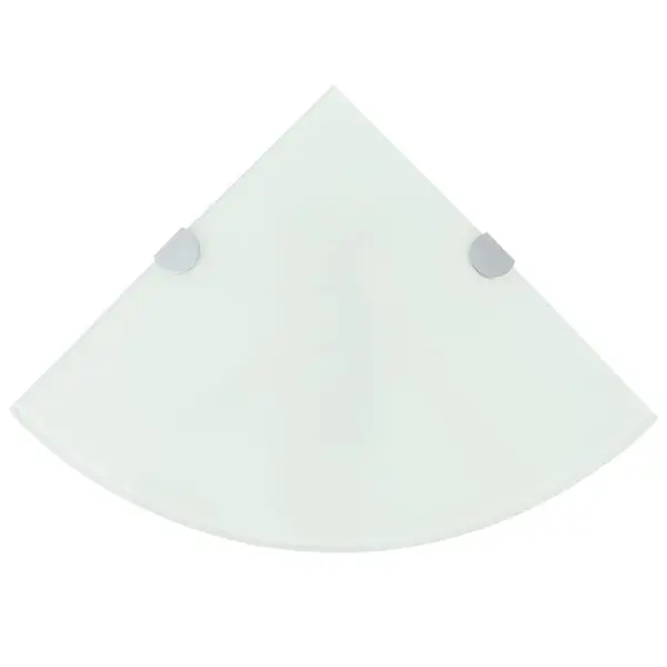 Gossi rafturi de colt cu suporturi de crom 2 buc. alb 25x25 cm sticla